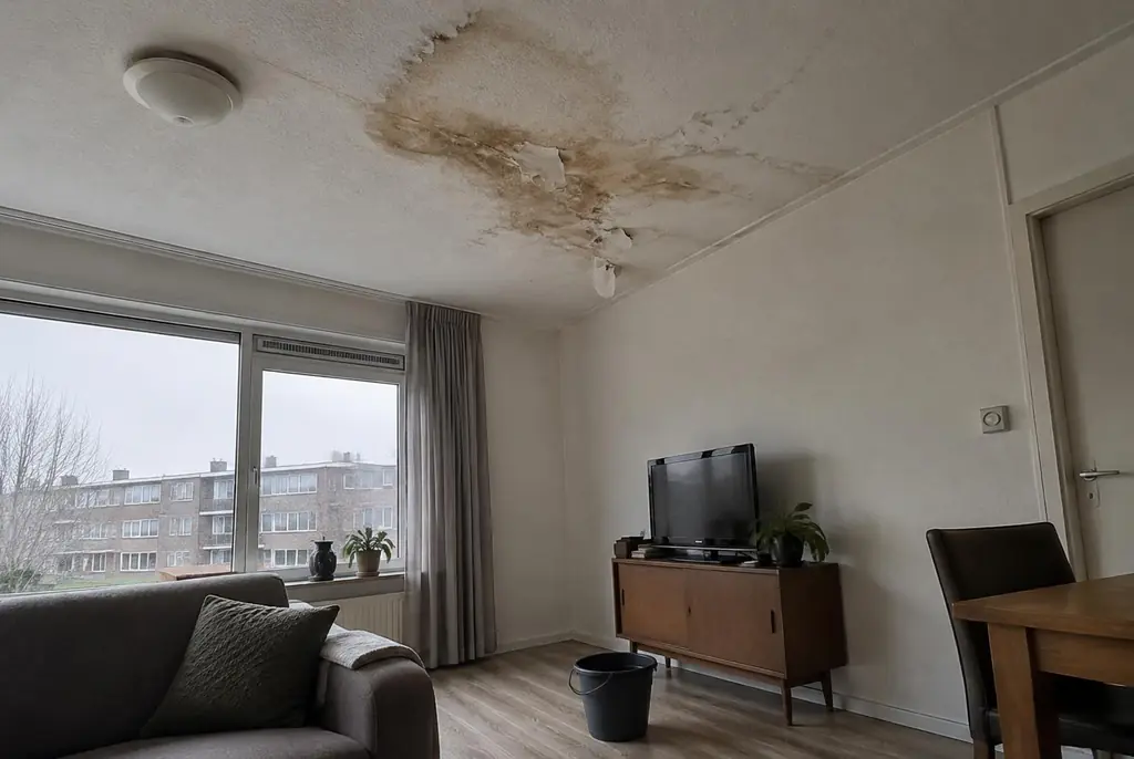 Lekdetectie Rijswijk – vochtplek op het plafond onder een badkamer